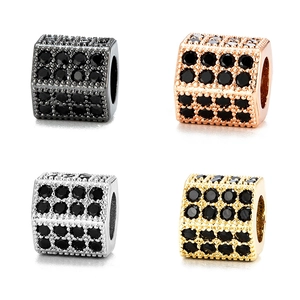 Cubic Spacer Beads Copper Micro Pave Zircon Hexagonal Cylindrical DIY Bracelet Jewelry Making Accessories