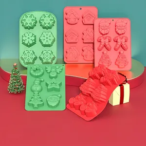 Christmas Silicone Molds Food Grade Multi Cavity For Baking DIY Chocolate Soap Santa Tree Snowflake Festive Kitchenware