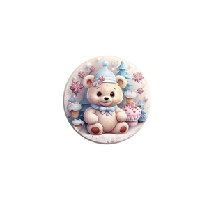 Christmas bear and cupcake round wall sticker with snowflake and tree decorations