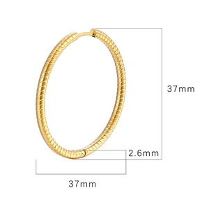 Créoles tendance en acier inoxydable plaqué or 18K avec diamètre de 37mm