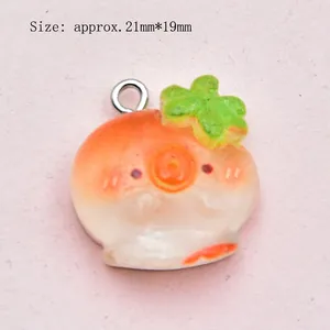 Detailed view of resin fruit pendant with dimensions approx 21mm by 19mm for DIY projects