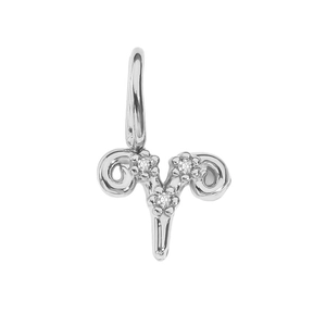 Colgante del signo zodiacal Aries en color plata con brillantes para collares DIY