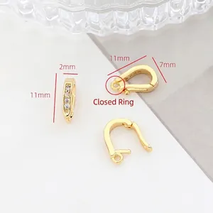 Detail of 11mm gold-plated jewelry clasp with four inlaid zircons for DIY accessory making