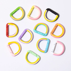 Colorful D-ring spring carabiners in various vibrant colors for DIY keychains