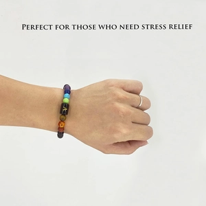 Bracelet pierres de chakra avec perles obsidienne 8mm et breloque lettre A dorée