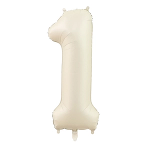 Beige cream number 1 foil balloon for elegant retro birthday party celebrations