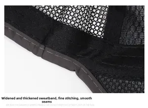 Detailed macro view of reinforced sweatband and precision stitching on mesh sun hat