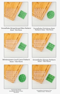 Detail showing 6 Christmas embossing mold patterns including snowflake and gingerbread man