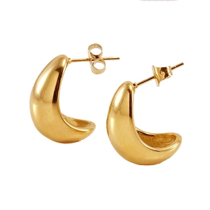 Elegant 18K gold plated titanium steel U-shaped stud earrings on a clean white background