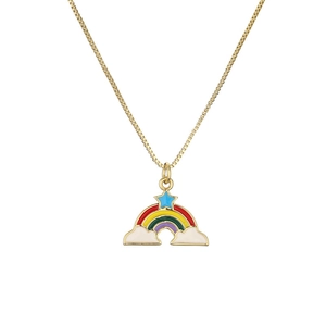 Collar dorado para mujer con colgante de arcoíris y nube de esmalte diseño de moda ins