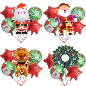 Christmas Foil Balloons Santa Claus Gingerbread Man Christmas Tree Star Round Shapes For Holiday Party Decoration Home Ornament
