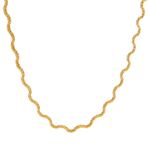 Minimalist gold stainless steel wavy snake chain necklace with a twisted link design