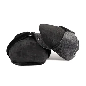 Gorro de aviador de invierno para hombre con forro térmico y orejeras de protección