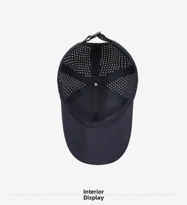 Interior display showing laser-cut breathable holes and adjustable strap of the cap