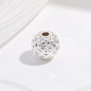 S925 sterling silver ball beads with diamond-cut honeycomb texture for jewelry DIY