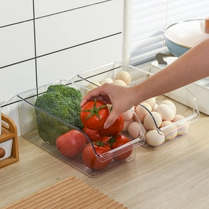 Transparent food-grade PET storage boxes for kitchen organization and fridge storage