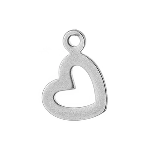 Minimalist silver stainless steel hollow heart pendant for DIY necklaces and earrings