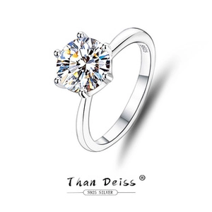 Detailed macro view of S925 sterling silver ring showing the 925 hallmark and six-prong setting