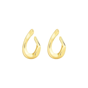 Polished golden abstract twisted geometric earrings with a modern metallic finish