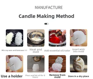 Step-by-step tutorial for DIY scented candle making with silicone molds and soy wax