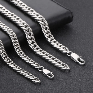 Collier Chaîne Mailles Cubaines Minimaliste Acier Inoxydable Gourmette Plate Bijoux Unisexe Style Streetwear