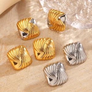 Square knot stainless steel stud earrings in gold and silver finish for women