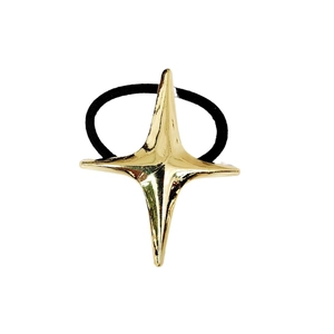 Golden four-pointed star elastic hair tie with minimalist punk metal finish