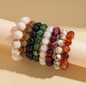 Minimalist geometric acrylic beaded bracelets in multiple vintage colors for women