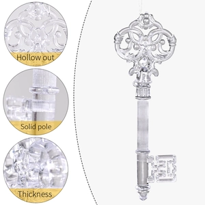Elegant clear acrylic Christmas tree key ornament with hollow crown and solid pole