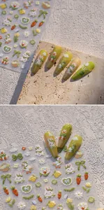Détail de stickers à ongles 3D lapin et carotte avec texture gaufrée pour DIY
