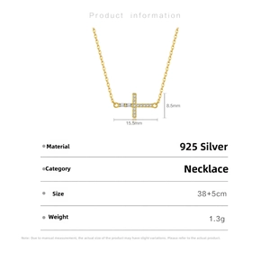 Detail specifications of 925 silver cross pendant necklace with zirconia and dimensions