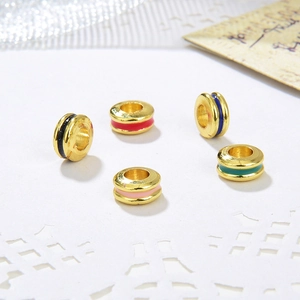 Round Copper Spacer Beads 18K Gold Plated Enamel Colorful DIY Jewelry Making Accessories For Bracelets And Necklaces