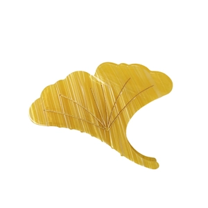Elegant yellow ginkgo leaf hair claw clip made of acetate with high-quality metal spring