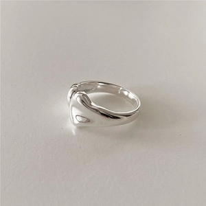 Irregular liquid molten lava 925 sterling silver ring in minimalist polished finish