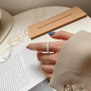 Elegant S925 sterling silver frosted ring with a shimmering galaxy texture on a hand