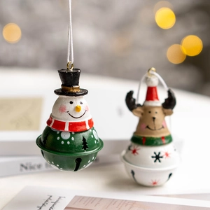 Christmas snowman bell hanging ornament for xmas tree decoration with red scarf