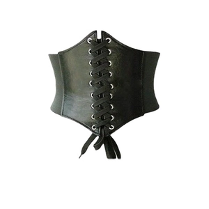 Women Wide Corset Belt Lace Up PU Leather Elastic Waist Cincher High Stretch Decorative Waistband For Plus Size