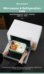 Detail of microwave safe food grade PP5 plastic lunch box heating up to 110 degrees