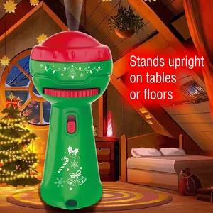 Torche de projection de Noël pour enfants avec des motifs festifs rouges et verts