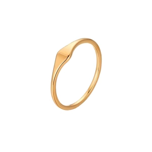 Minimalist 18K gold irregular rhombus signet ring with a high-polished finish for women