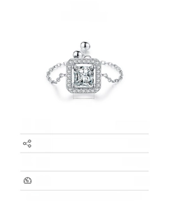 Détails de bague en argent S925 avec zircon carré 5x5mm et anneau de style chaîne