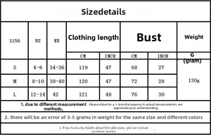 Tableau des tailles détaillé pour nuisette en satin avec mesures US et EU en cm