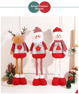 Three-piece Christmas plush doll set featuring Santa, reindeer and snowman decorations