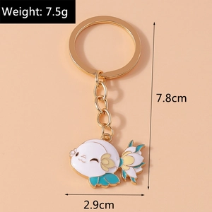 Detail showing koi fish keychain dimensions, 7.8cm total length and 2.9cm width
