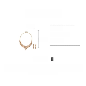Detailed dimensions of champagne gold crystal flower necklace and drop earrings set