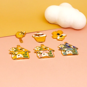 6-piece bee honey jar and beehive enamel charms set for jewelry making and DIY crafts