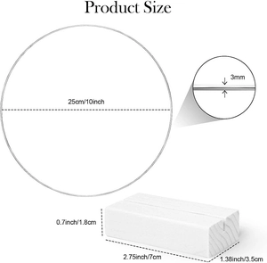 Detailed dimensions of the 10 inch acrylic plate with a wooden base for DIY centerpieces