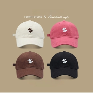 Unisex vintage soft top baseball cap with MW letter embroidery in four colors