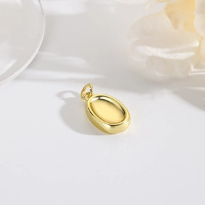 Creative 18k gold plated oval pendant with smooth metallic finish for jewelry making