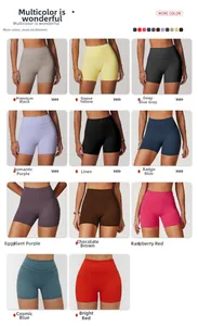 Plusieurs couleurs de shorts de yoga taille haute montrant la coupe moulante et stretch